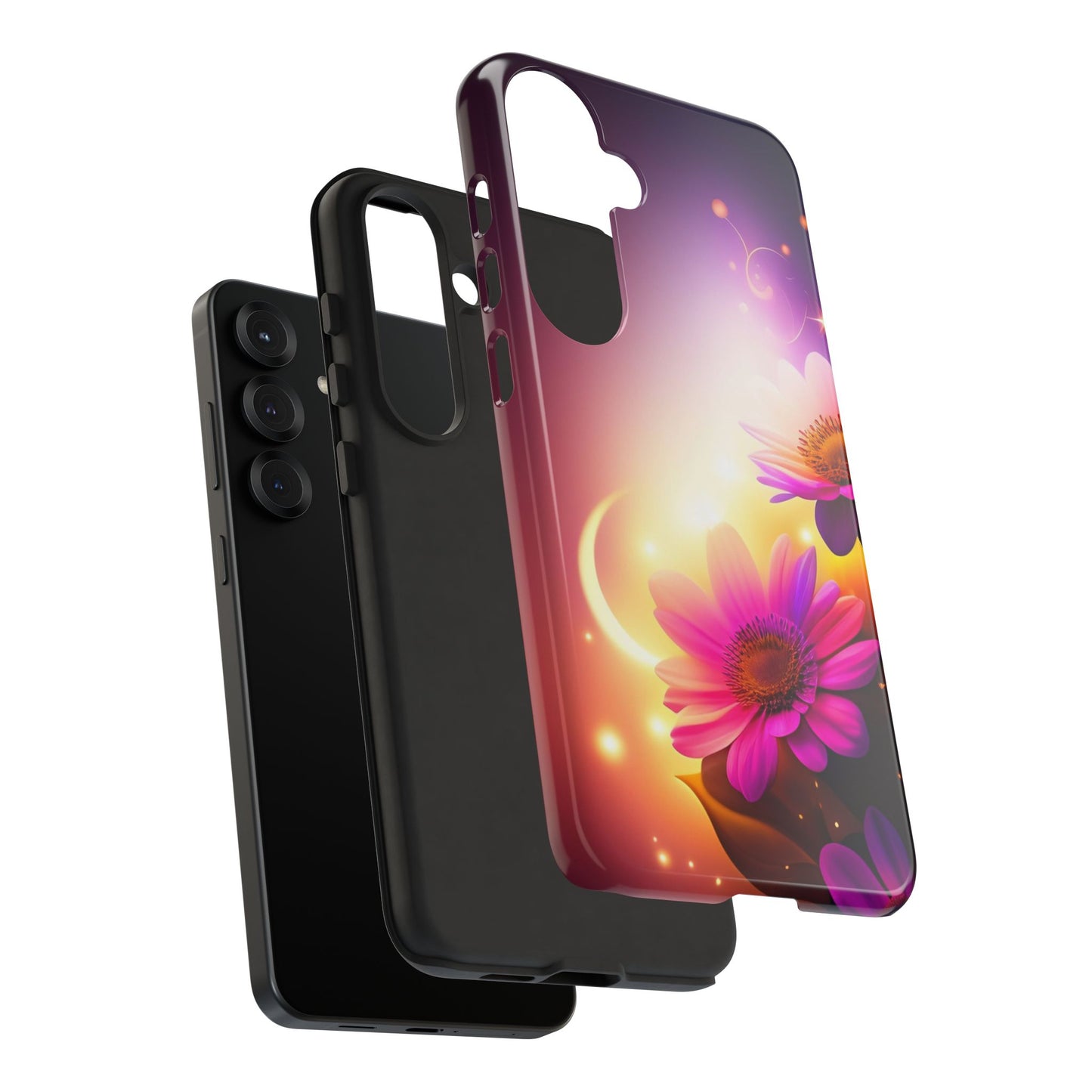 Floral Moonlight Phone Case – Purple Daisy Protective Cover