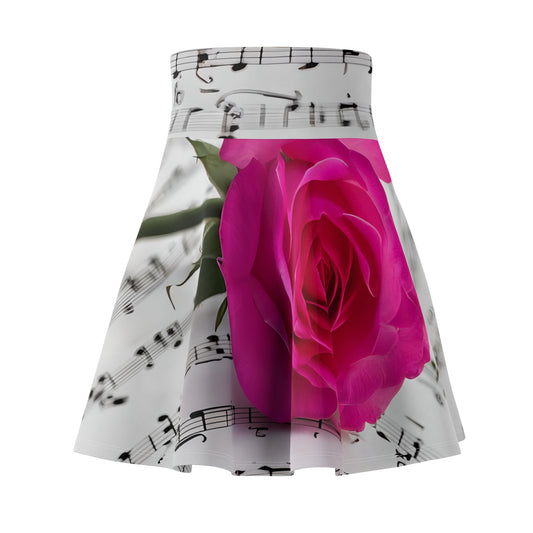 Floral Music Note Skater Skirt