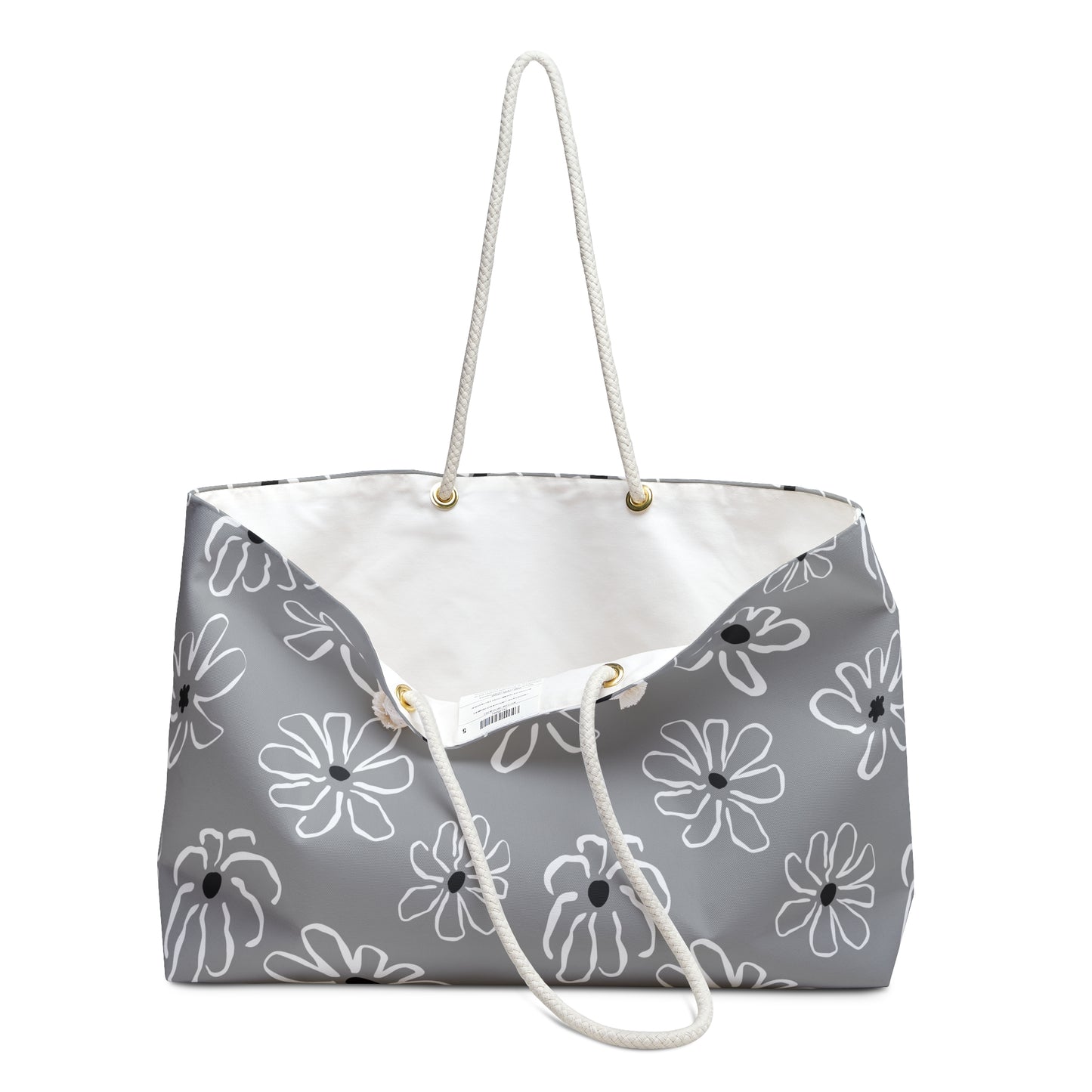 Gray Daisy Weekender Bag — Floral Travel Tote