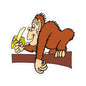 Funny Banana-Eating Ape Kiss-Cut Sticker — Cute Cartoon Monkey Vinyl Decal