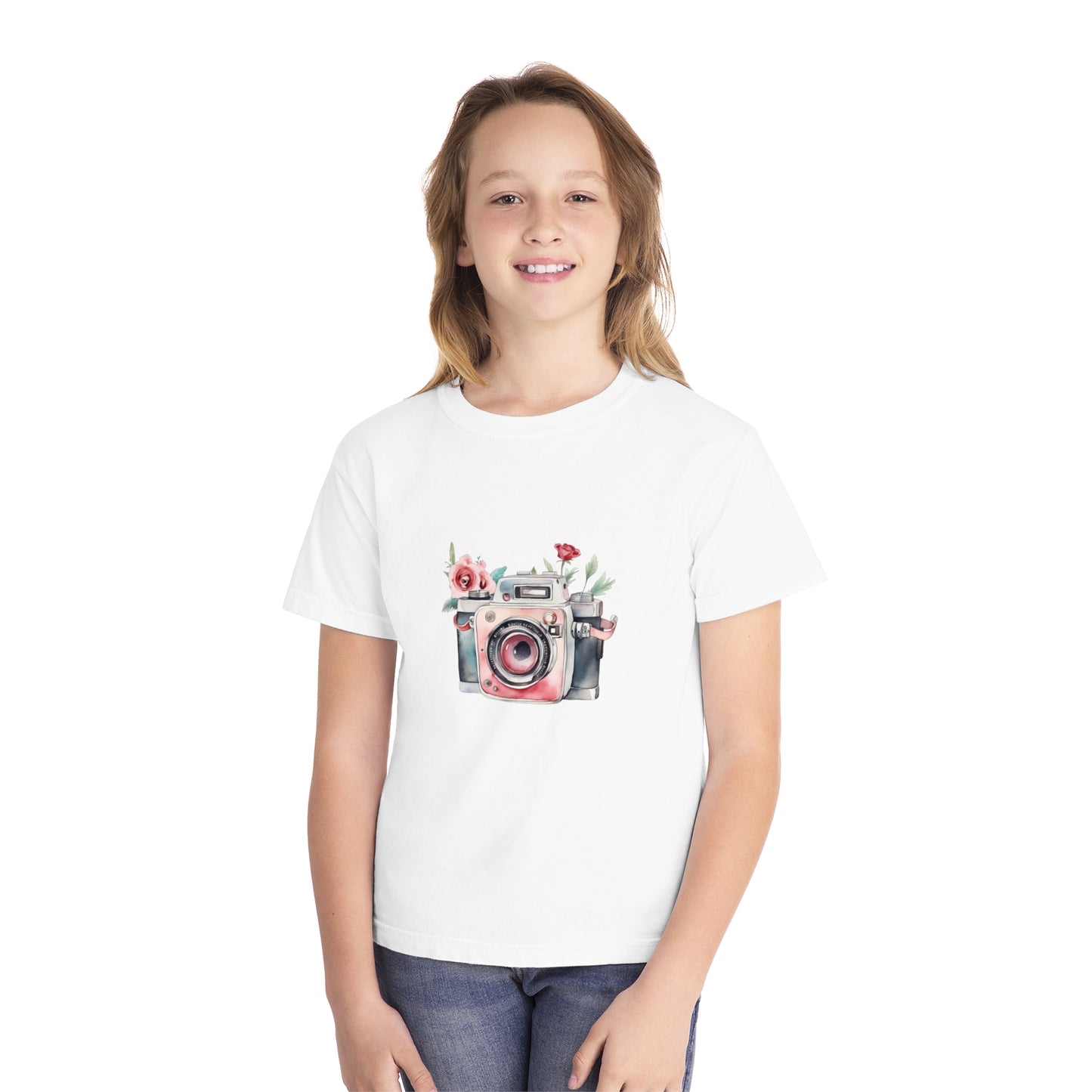 Floral Camera Youth Tee, Cute Teen Shirt