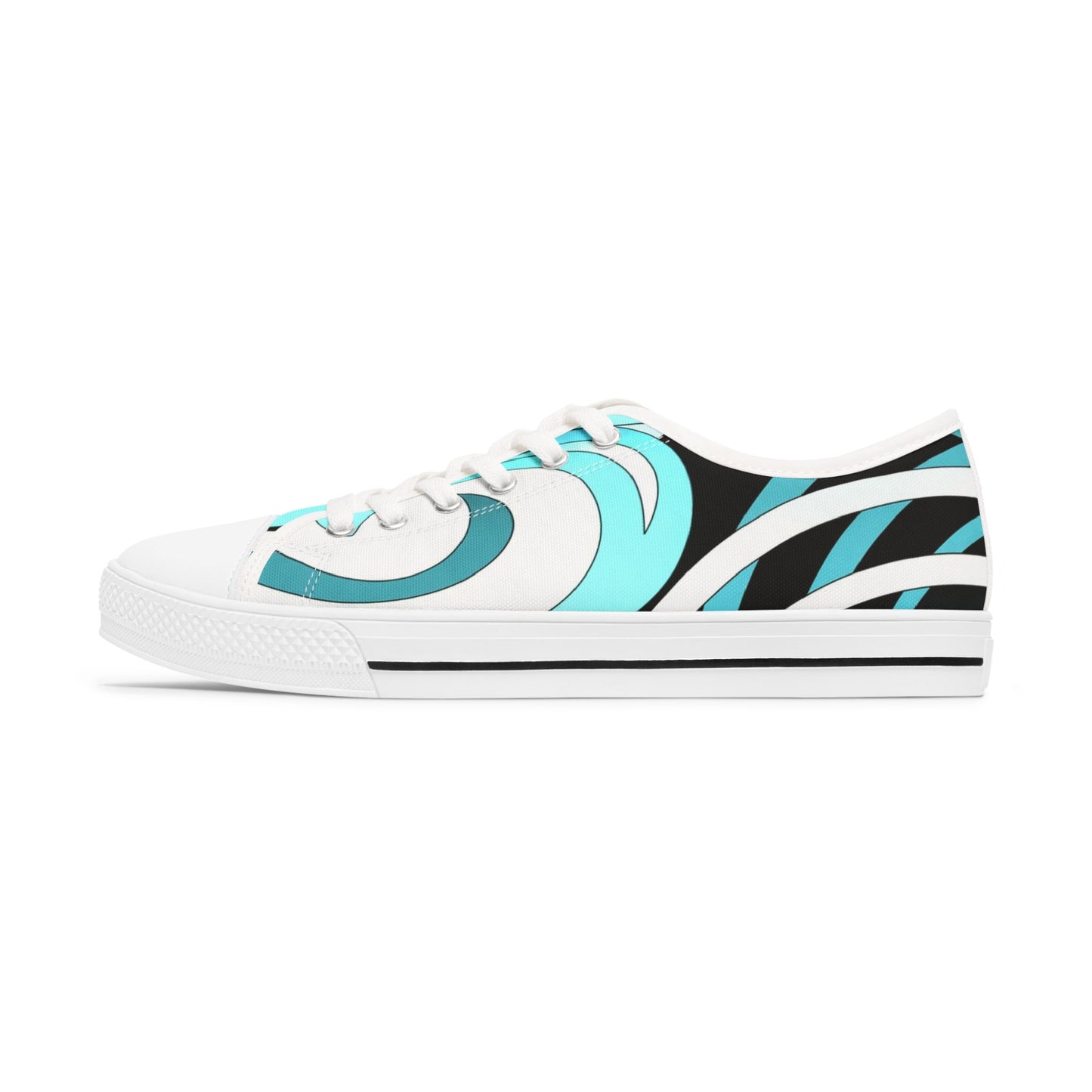 Low Top Sneakers – Aqua Wave Graphic Women's Canvas Shoes