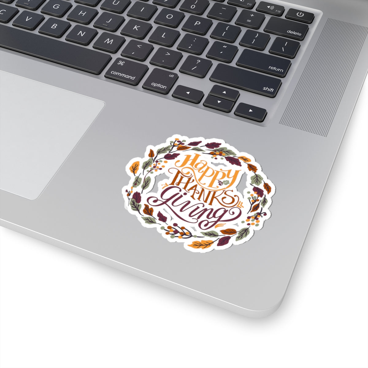 Happy Thanksgiving Fall Wreath Sticker — Kiss-Cut Thanksgiving Decal