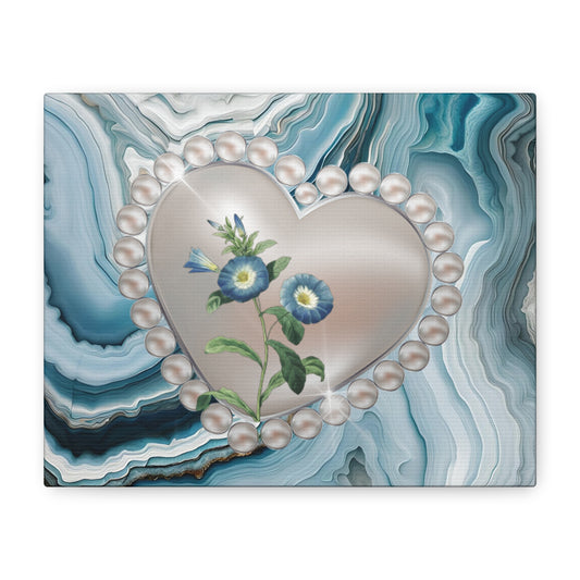 Elegant Floral Heart Canvas Wall Art, Modern Home Decor, Gift for Her