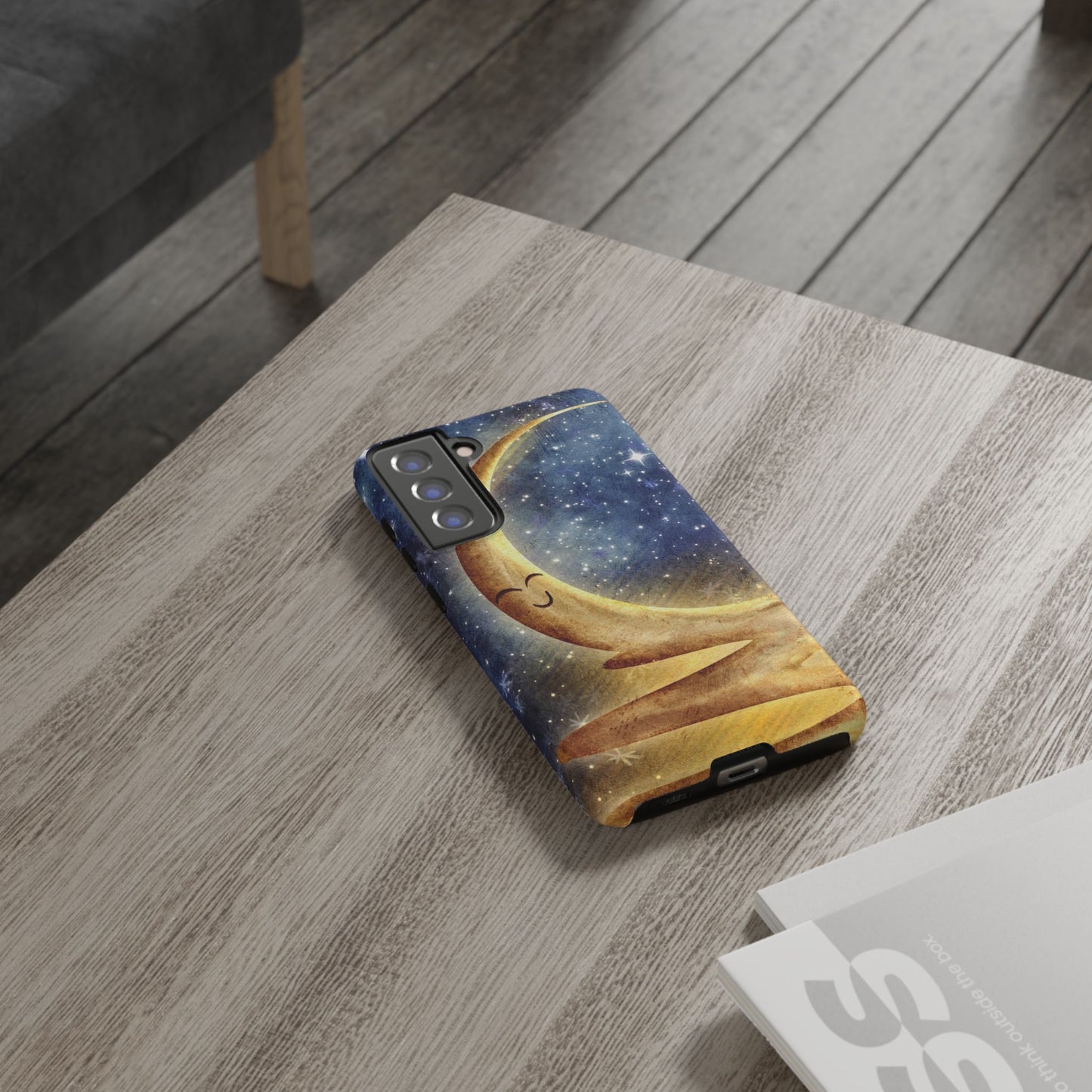 Moonlit Smile Phone Case — Starry Night Crescent Moon iPhone Cover
