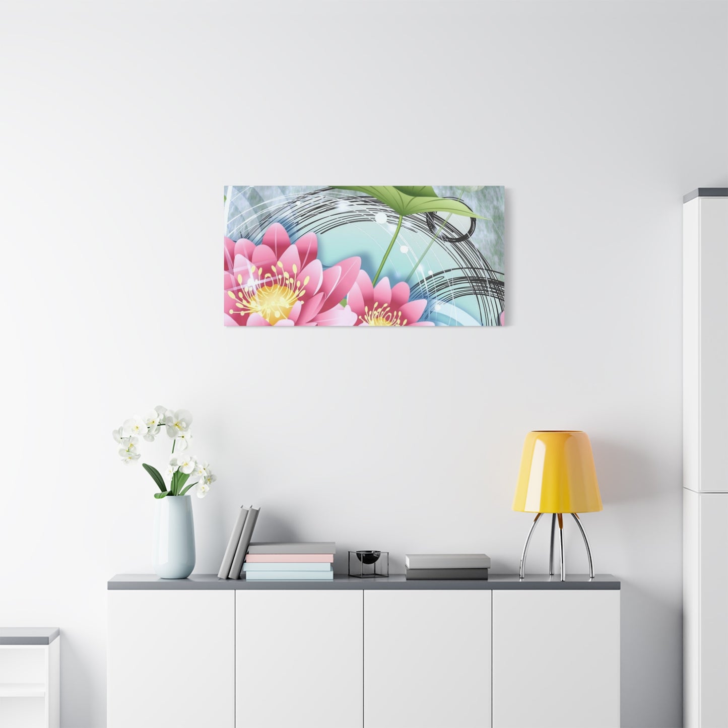 Lotus Blossom Matte Canvas Wall Art — Stretched 1.25" Decorative Print