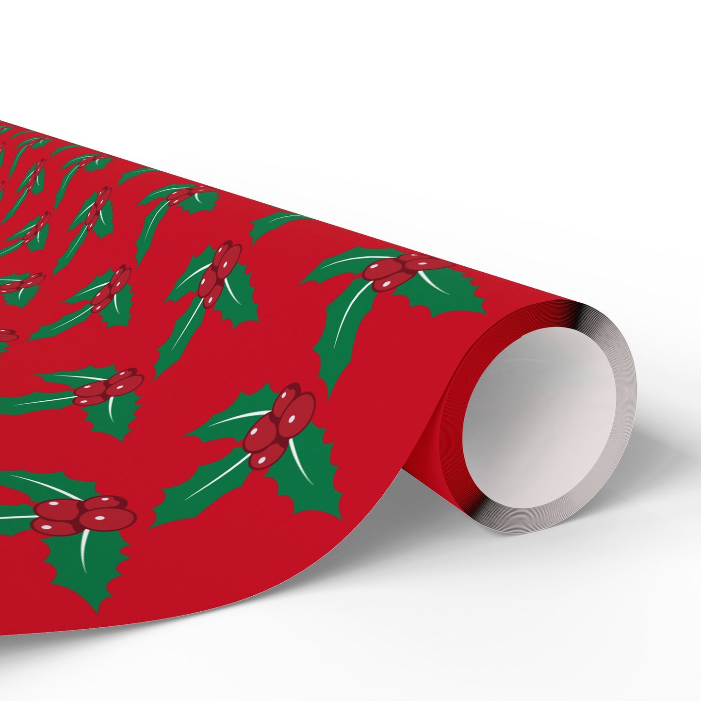 Festive Wrapping Paper Roll | Holiday Gift Wrap | Christmas Gift Wrap | Red Holly Design | Eco-Friendly Gift Wrap
