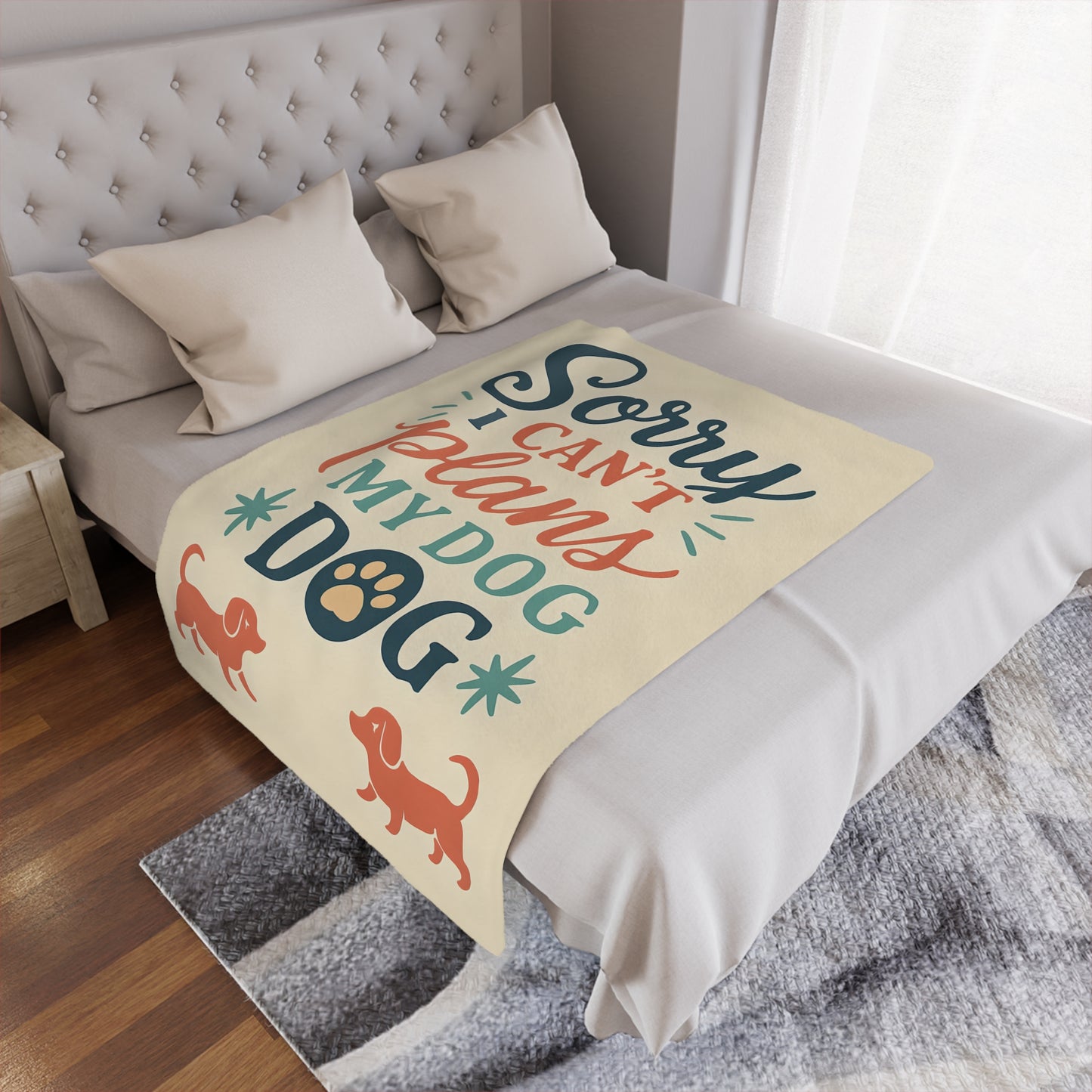 Sorry I Can’t, My Dog — Minky Blanket for Dog Lovers (Cozy Pet Quote Throw)