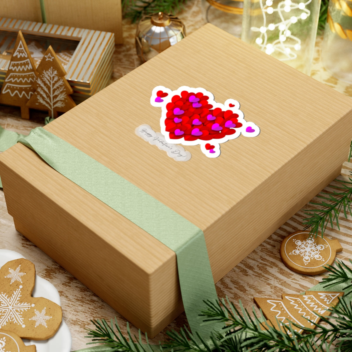 Valentine’s Heart Kiss-Cut Sticker — "Happy Valentine’s Day" Love Decal