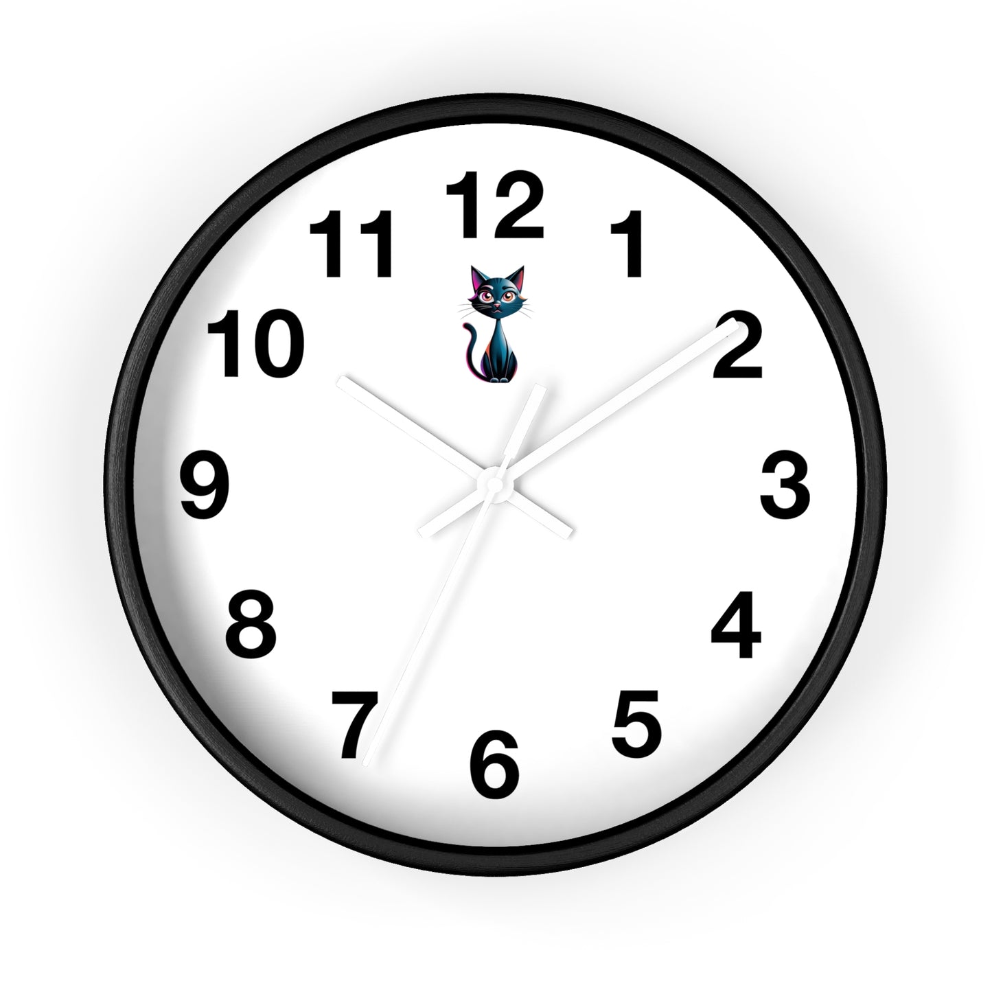 Cute Cat Wall Clock, Feline Decor, Home Office, Gift for Cat Lovers, Adorable Wall Art