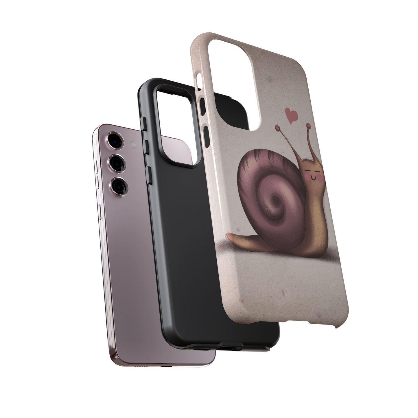 Cute Snail Phone Case — Pink Heart Cartoon Protective iPhone Cover