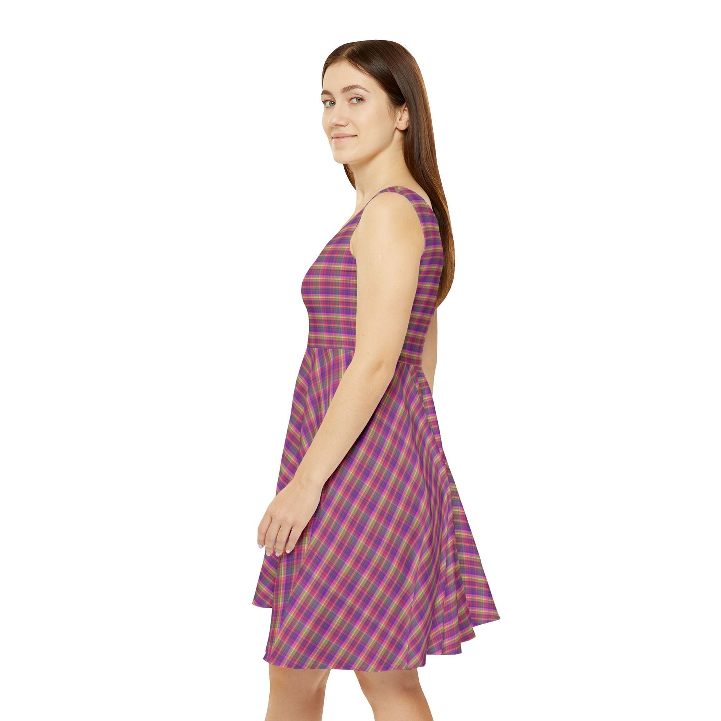 Colorful Women's Skater Dress, Casual Summer Dress, Flowy Dress for Parties, Picnic Outfit, Festival Dress, AOP Style