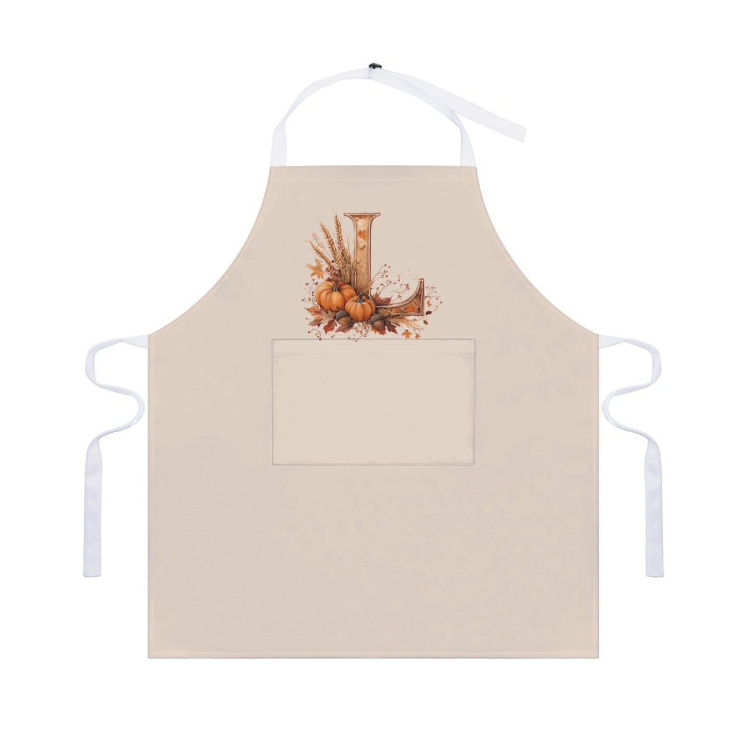 Adult Apron with Pocket - Thanksgiving Apron - Letter L