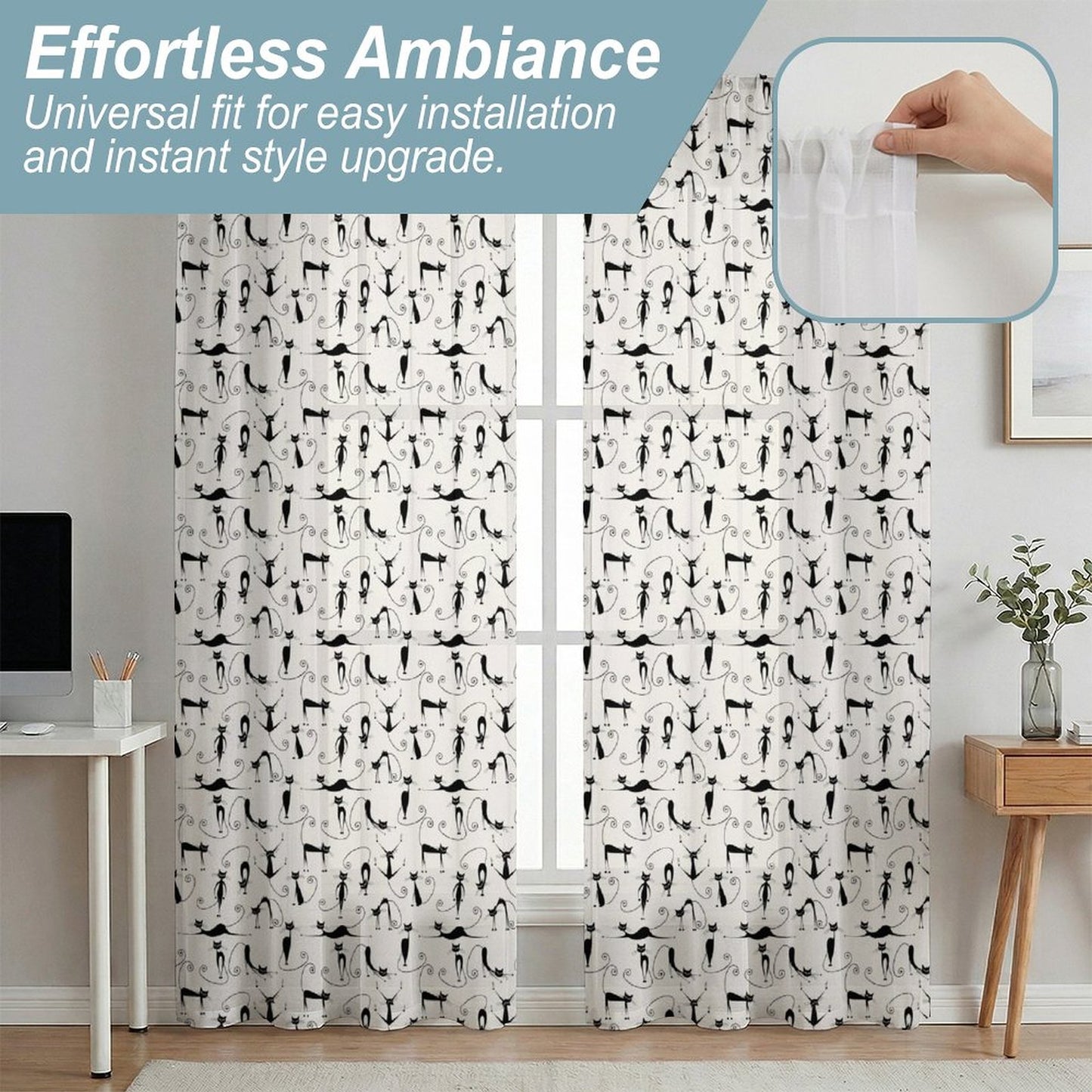 Sheer Curtain Cats