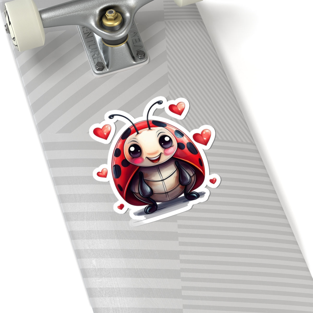 Cute Ladybug Sticker — Lovable Cartoon Kiss-Cut Decal with Hearts