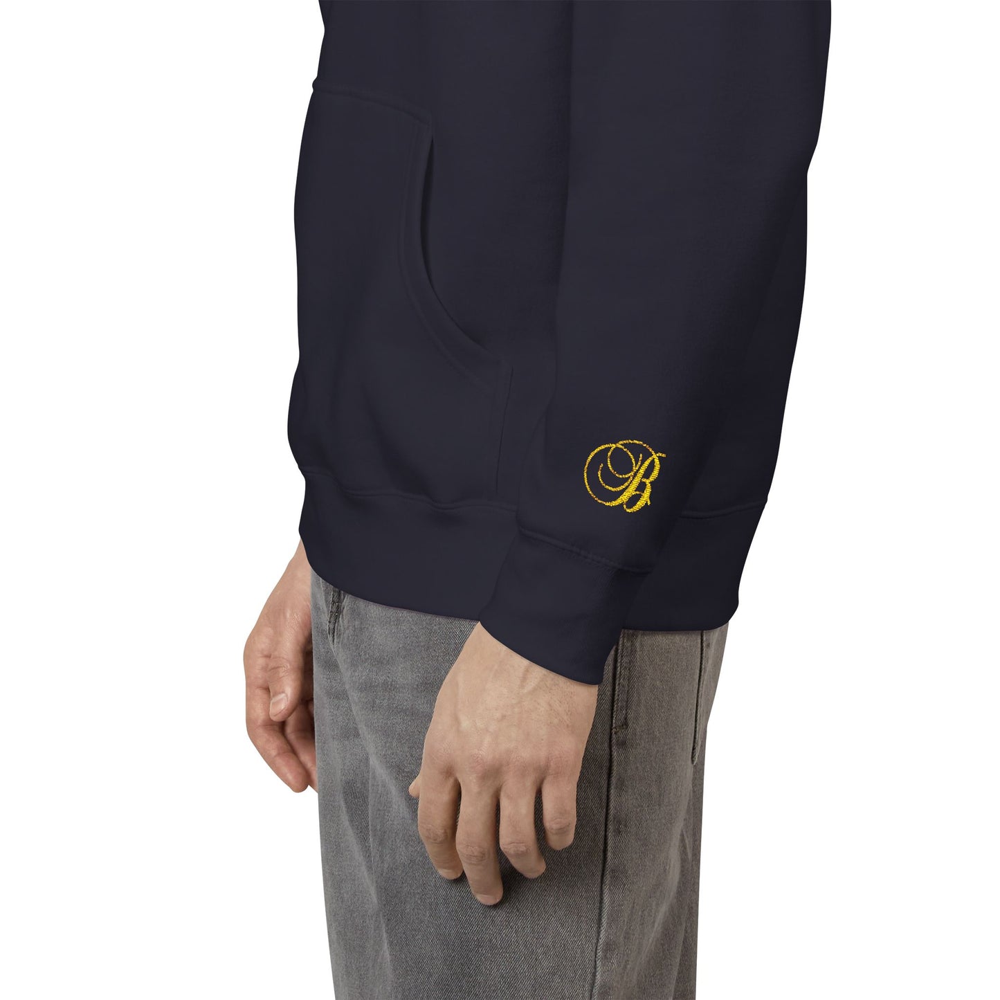 Coral Gold Floral Initial Hoodie — Monogram 'B' Casual Pullover