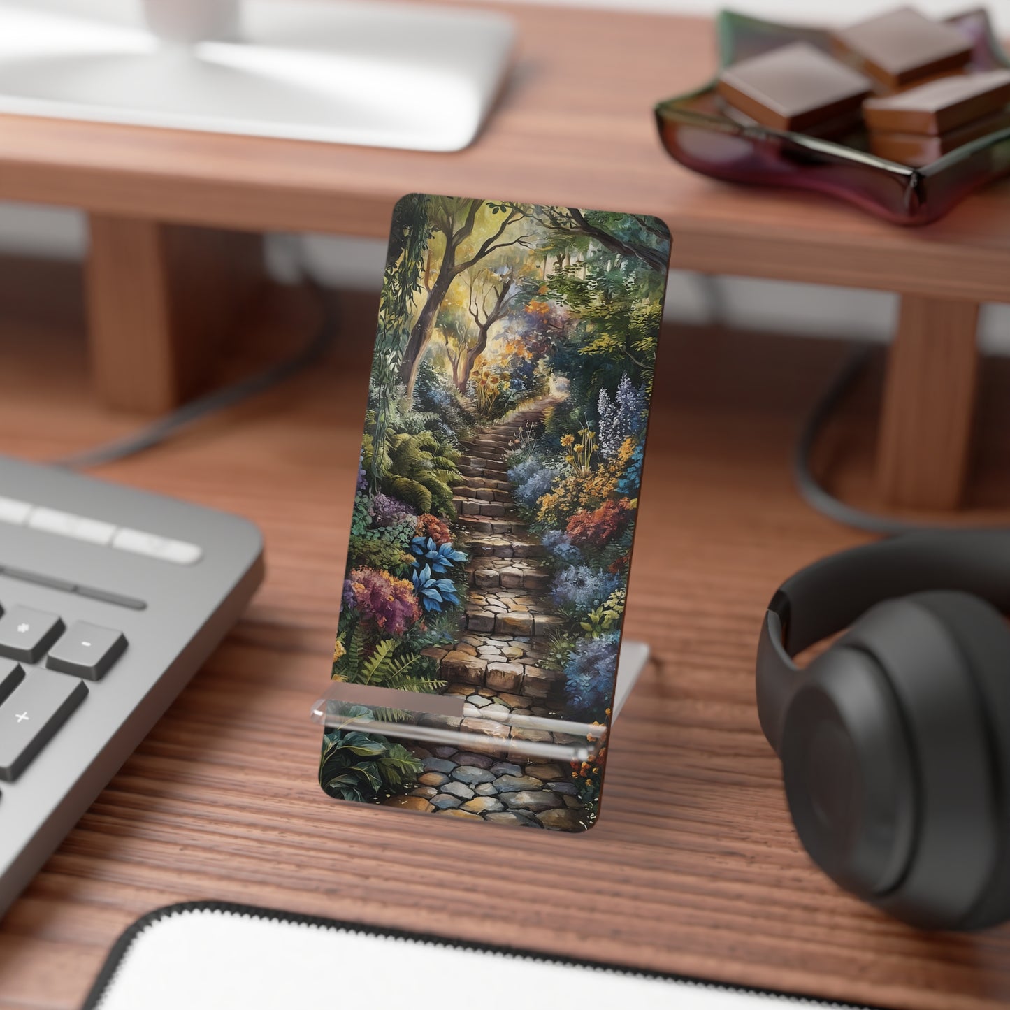 Phone Stand — Enchanted Garden Path Smartphone Display Stand