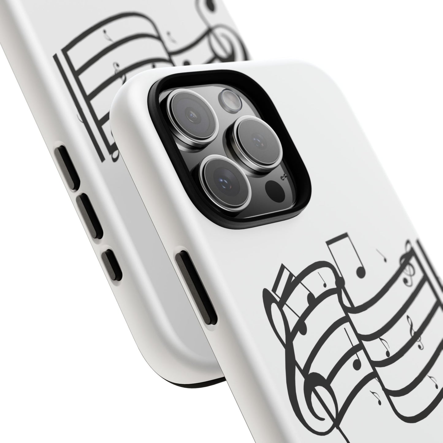 Musical Notes Phone Case — Black Treble Clef Music Staff Tough Case