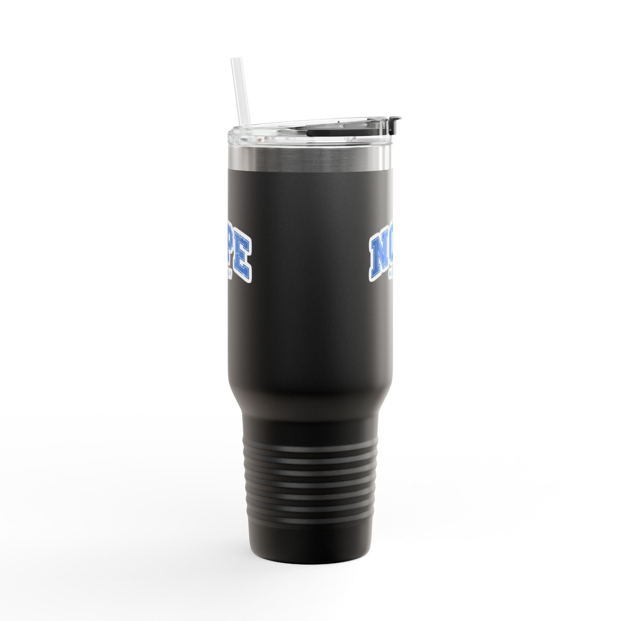 40oz Insulated Travel Mug — "NOPE (Not Today)" Blue Retro Text
