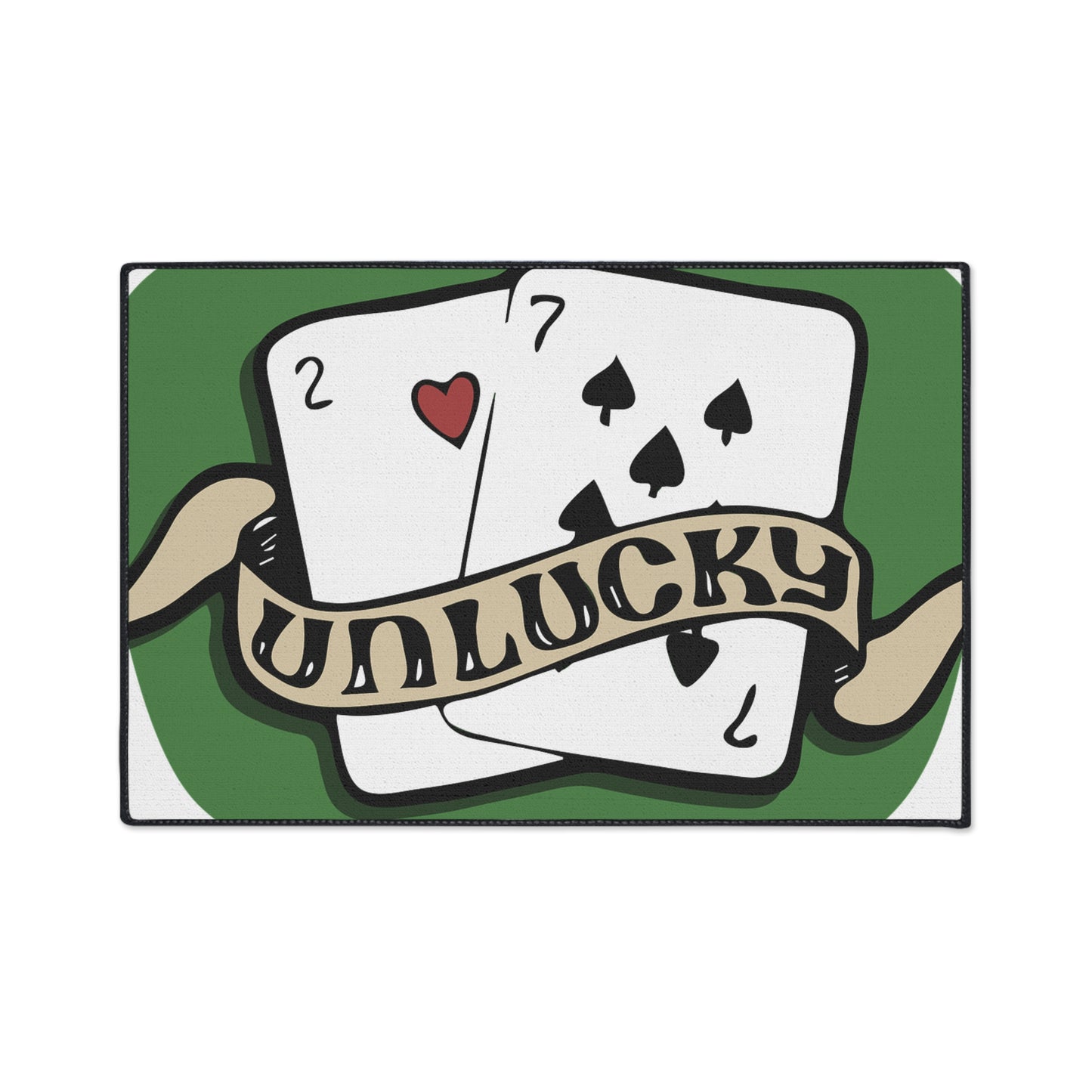 Unlucky Cards Heavy-Duty Floor Mat — Casino Poker Themed Entrance Rug