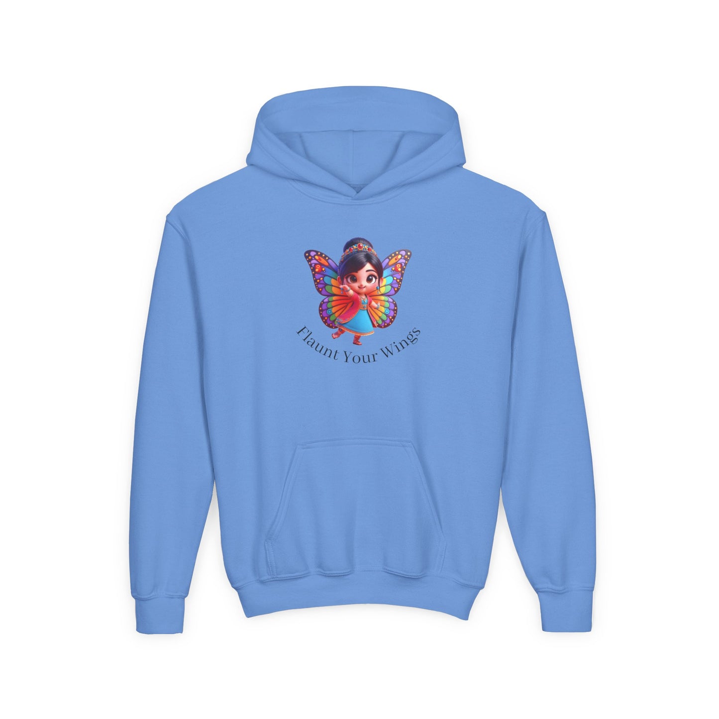 Inspirational Youth Hoodie - "Flaunt Your Wings", Cozy Sweatshirt, Gift for Teens, Motivational Apparel, Butterfly Design