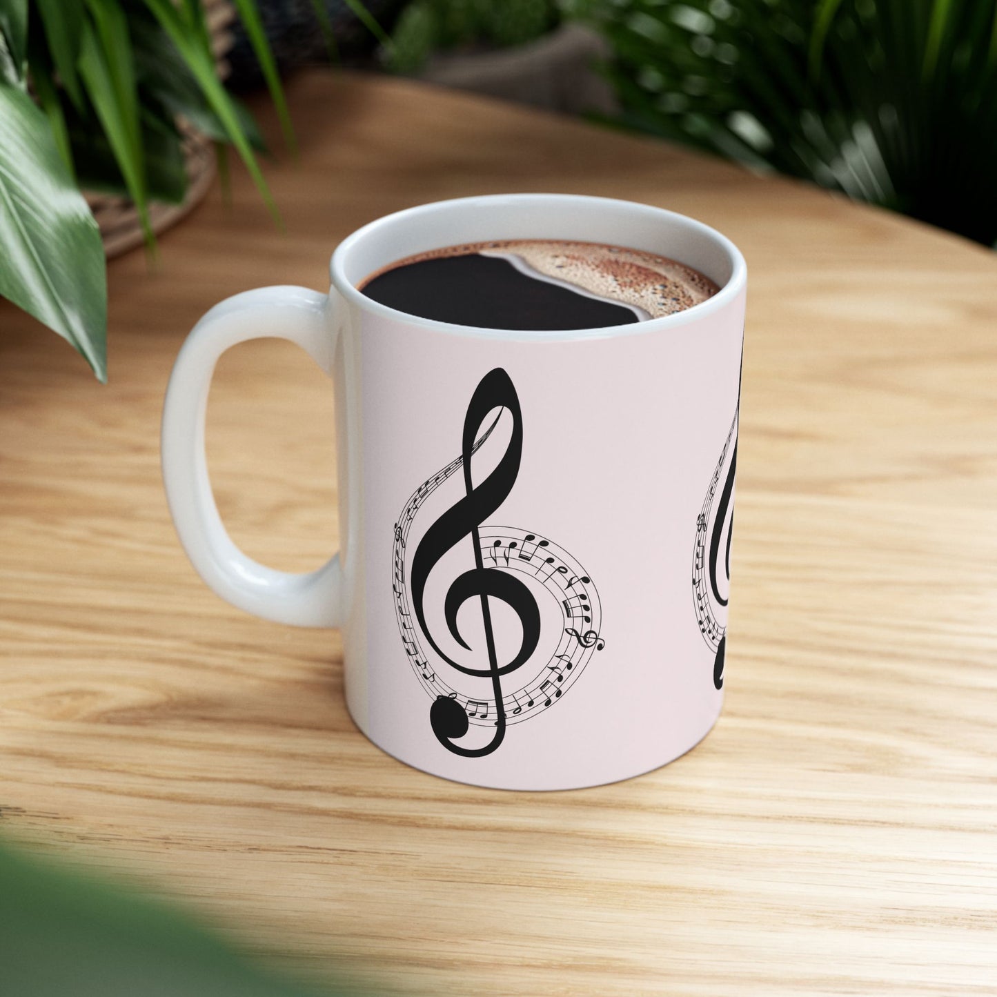 Musical Treble Clef Ceramic Mug — Sheet Music Coffee Cup (11oz & 15oz)