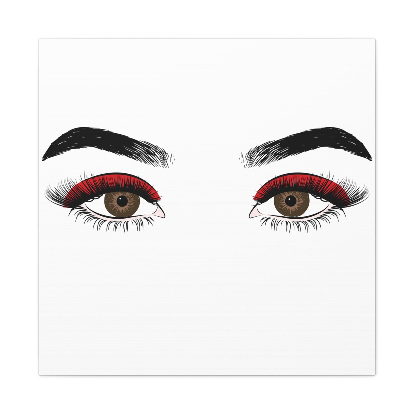 Red Lashes Wall Art Canvas — Glam Eyes Makeup Decor