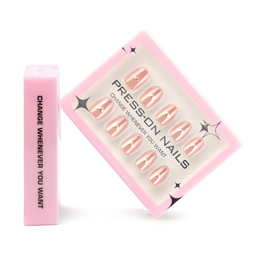 30 pieces of golden love short almonds press-on nails