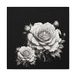 Monochrome Rose Canvas Print — Black & White Floral Wall Art