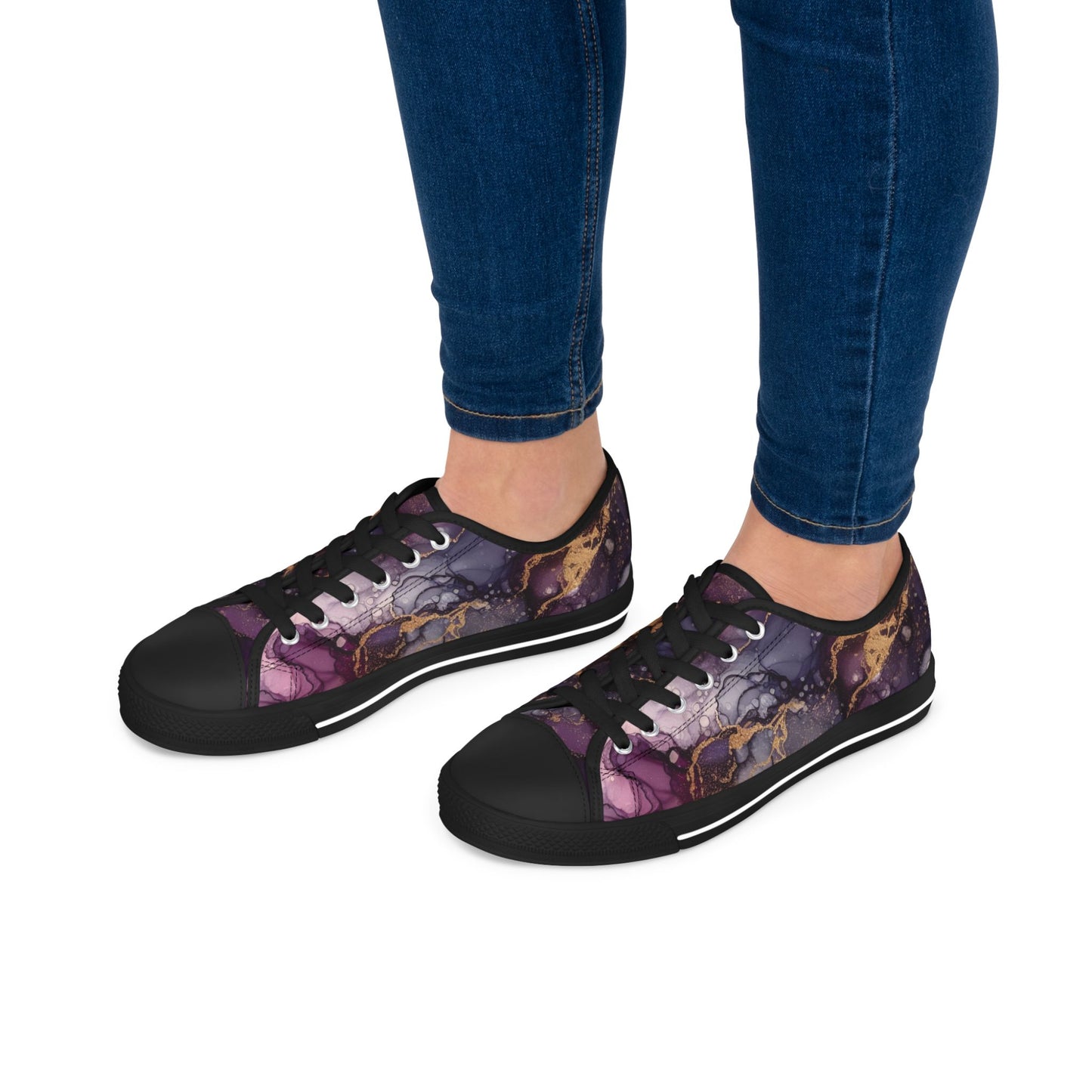 Low Top Sneakers — Purple Marble Galaxy Print