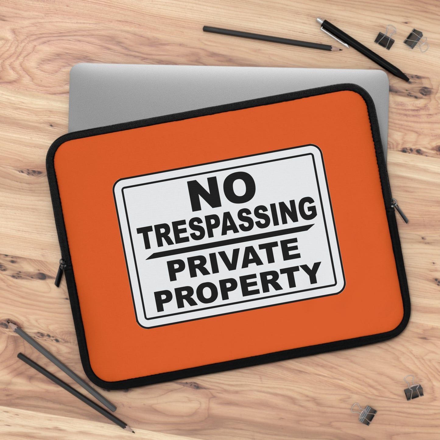 Bold Statement Laptop Sleeve - No Trespassing Design