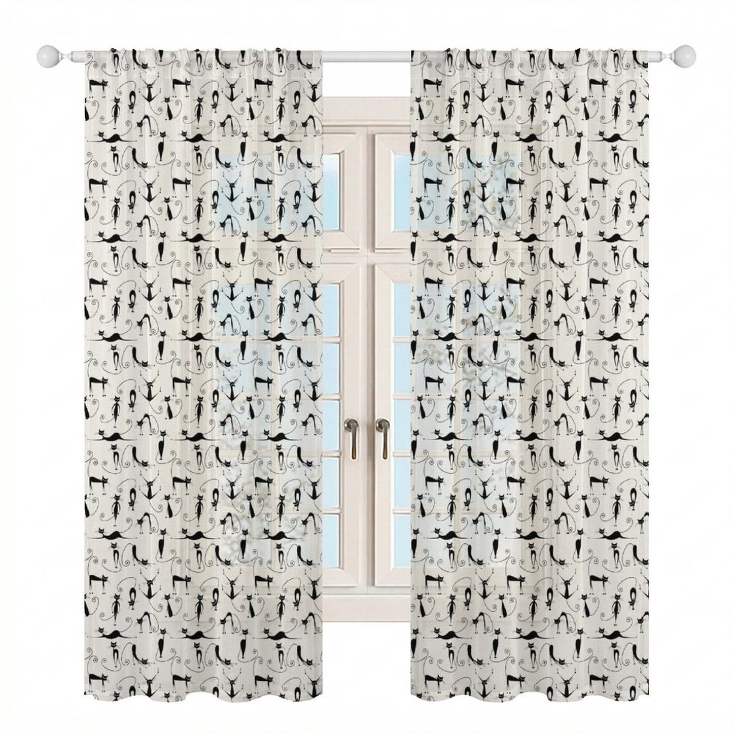 Sheer Curtain Cats