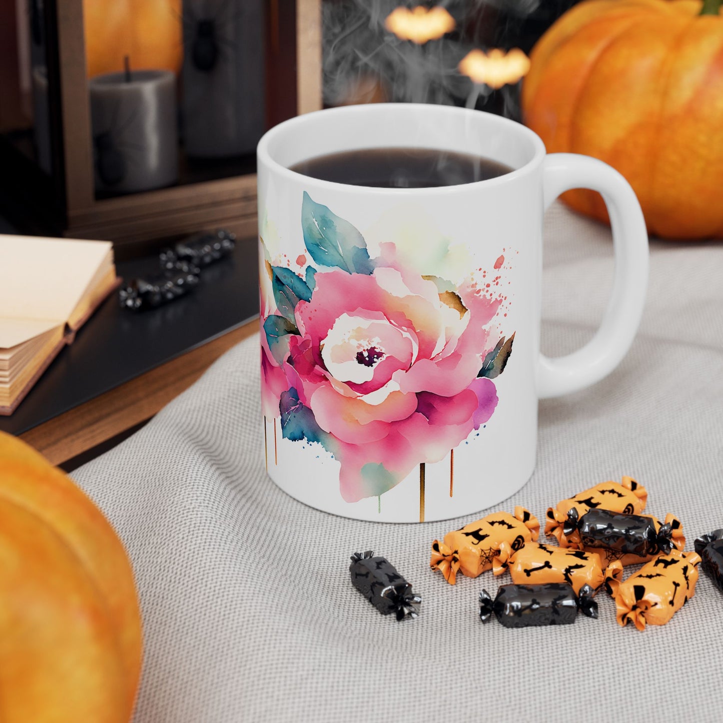 Floral Ceramic Mug - Elegant Design for Tea and Coffee Lovers