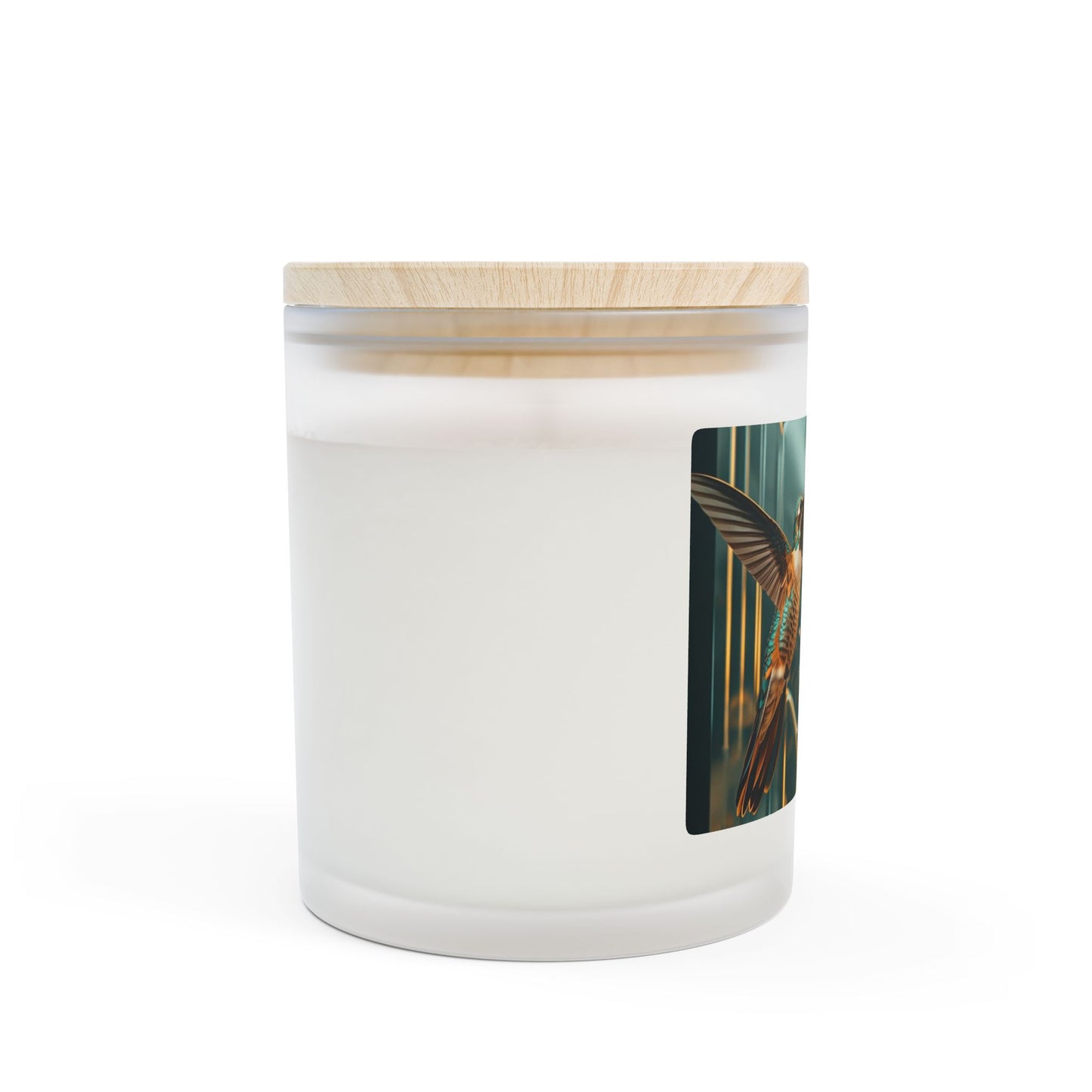 Hummingbird Duo Frosted Glass Candle — 11oz Decorative Scented Candle