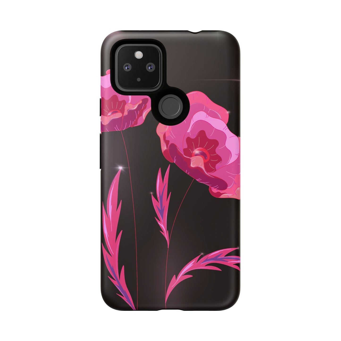 Floral iPhone Case | Tough Cases with Pink Poppy Design, Elegant Flower Phone Cover, Gift for Her, Spring Accessories, Chic Tech