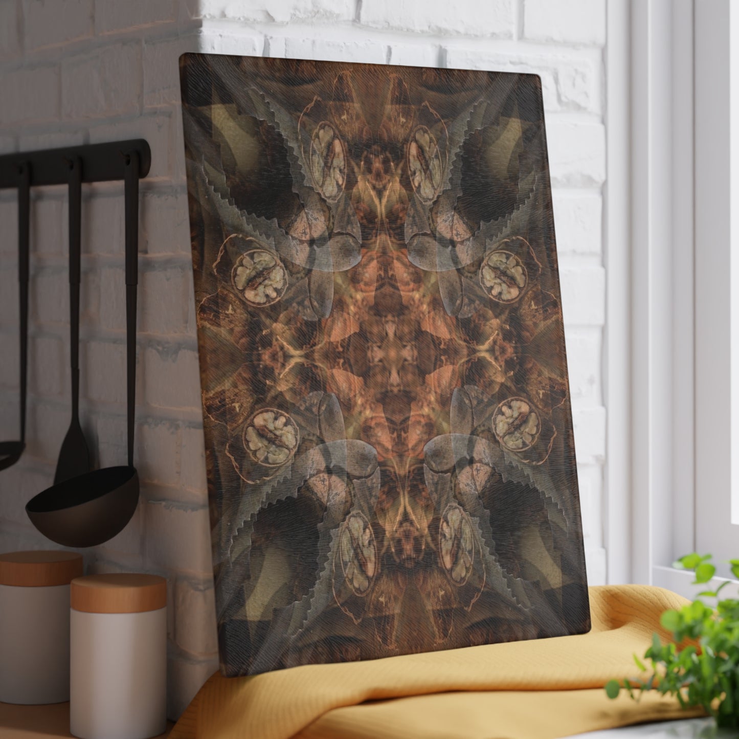 Glass Cutting Board — Rustic Kaleidoscope Pattern Tempered Glass Chopping Board