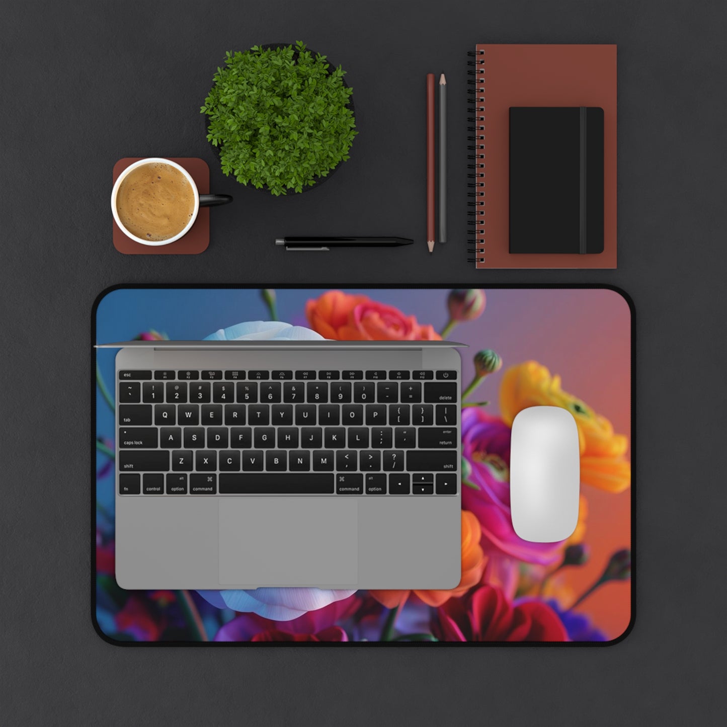 Floral Ranunculus Desk Mat — Vibrant Colorful Blossom Mouse Pad