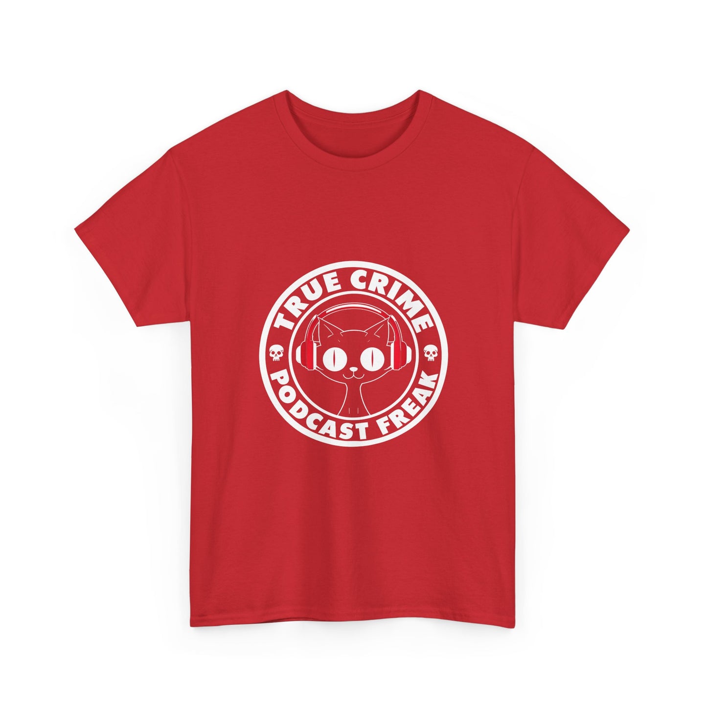 True Crime Podcast Tee — Cat with Headphones Logo