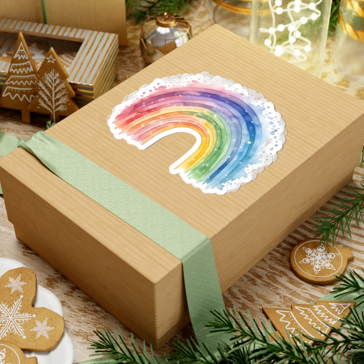 Watercolor Rainbow Sticker — Kiss-Cut Vinyl Rainbow Decal for Laptops, Journals & Gifts