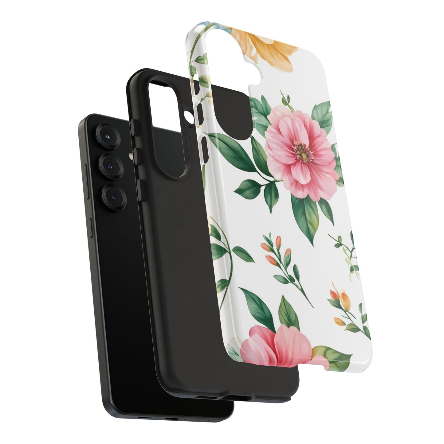 Floral Tough Phone Case — Pink Peony Protective Phone Cover