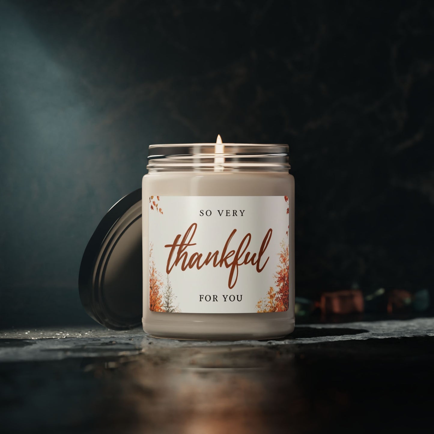 Thankful Soy Candle — 'So Very Thankful for You' 9oz Scented Jar (Autumn Gift)