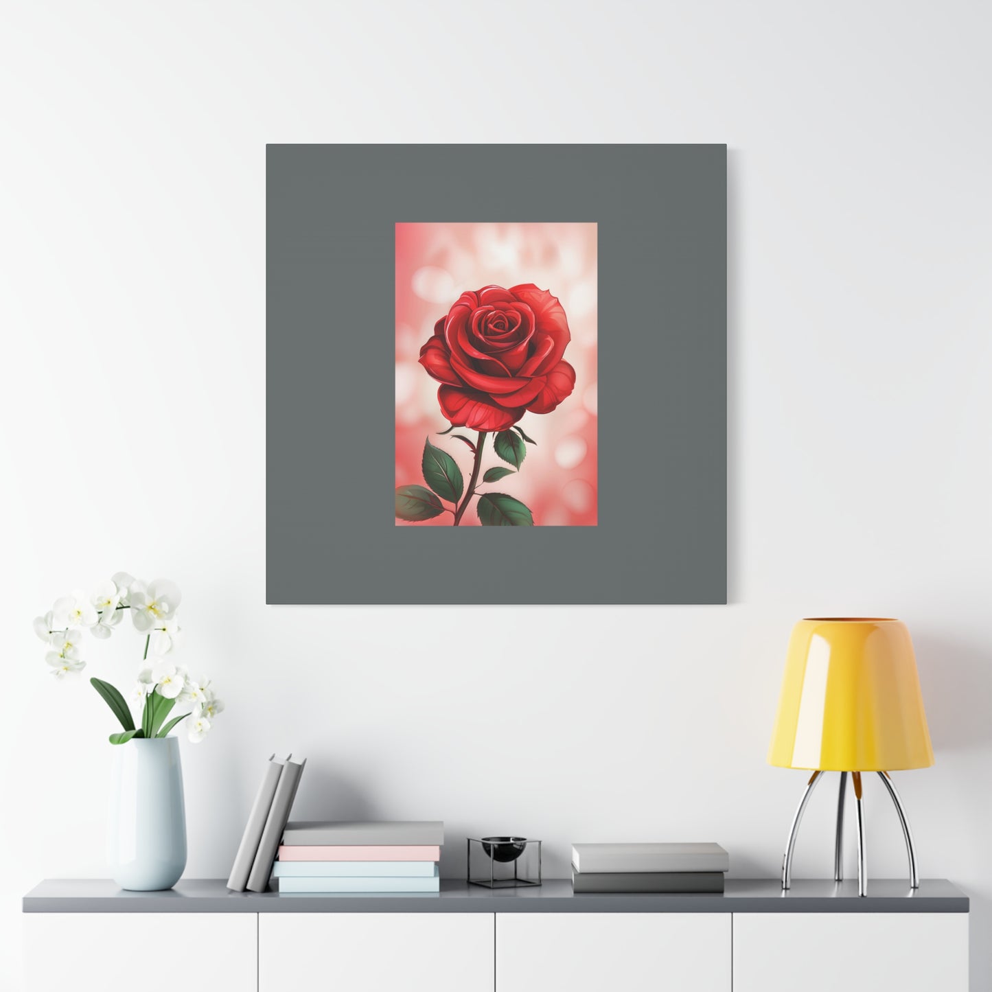 Red Rose Vertical Matte Canvas Print — Romantic Floral Wall Art