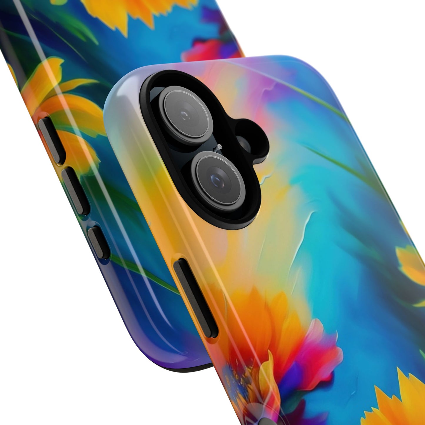 Floral Burst Tough Phone Case — Vibrant Watercolor Flowers Protective Cover