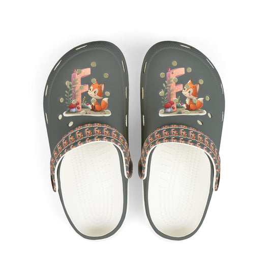 Kid's EVA Foam Clogs with Cute Fox Design - Letter F