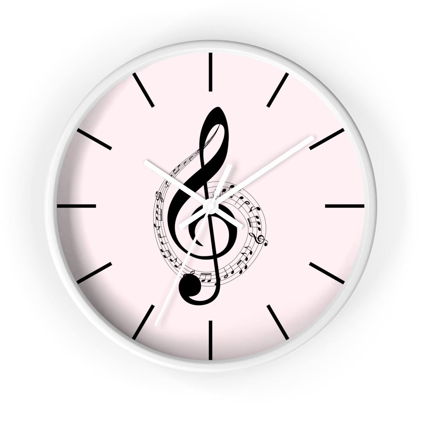 Musical Treble Clef Wall Clock — Pink Music Note Timepiece for Music Lovers