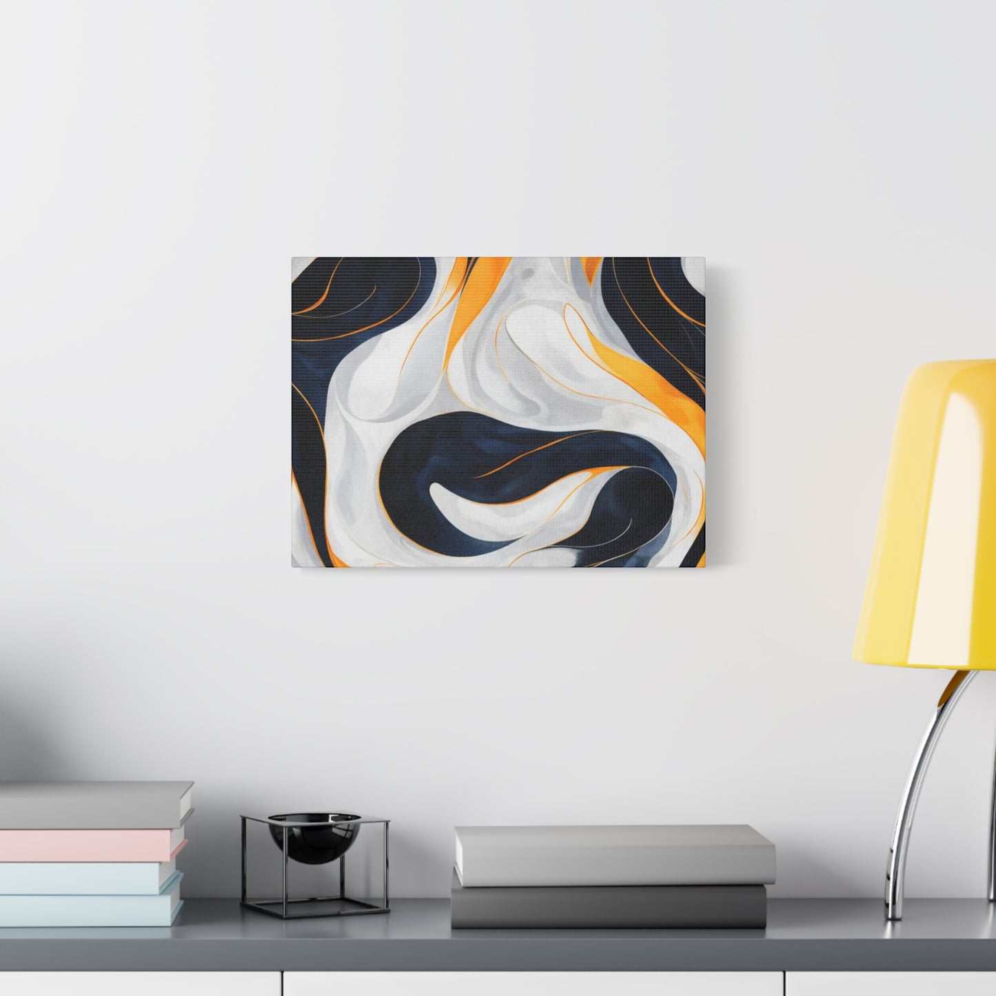 Abstract Navy & Gold Swirl Matte Canvas Wall Art