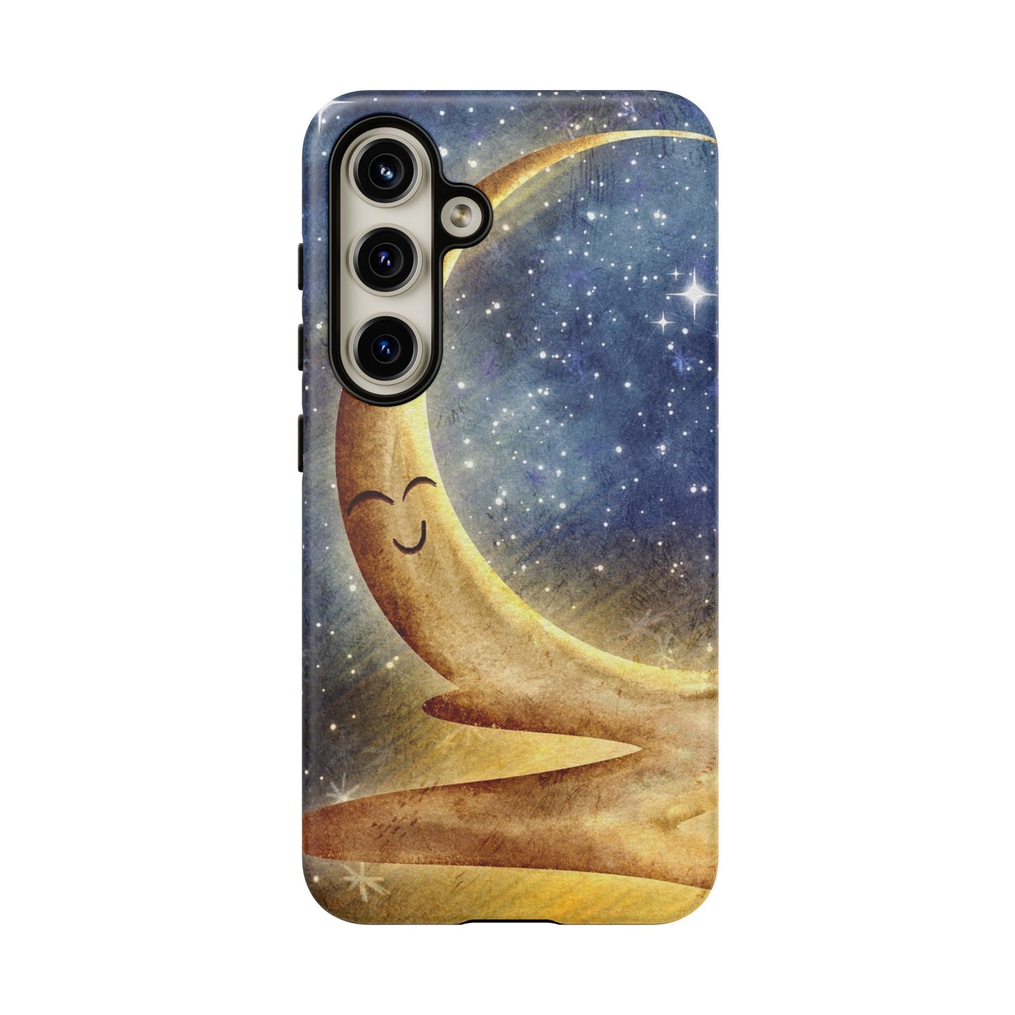 Moonlit Smile Phone Case — Starry Night Crescent Moon iPhone Cover