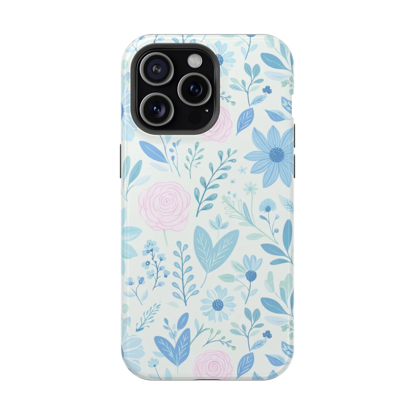 Floral Pastel Magnetic Impact Phone Case — Blue & Pink Botanical Design