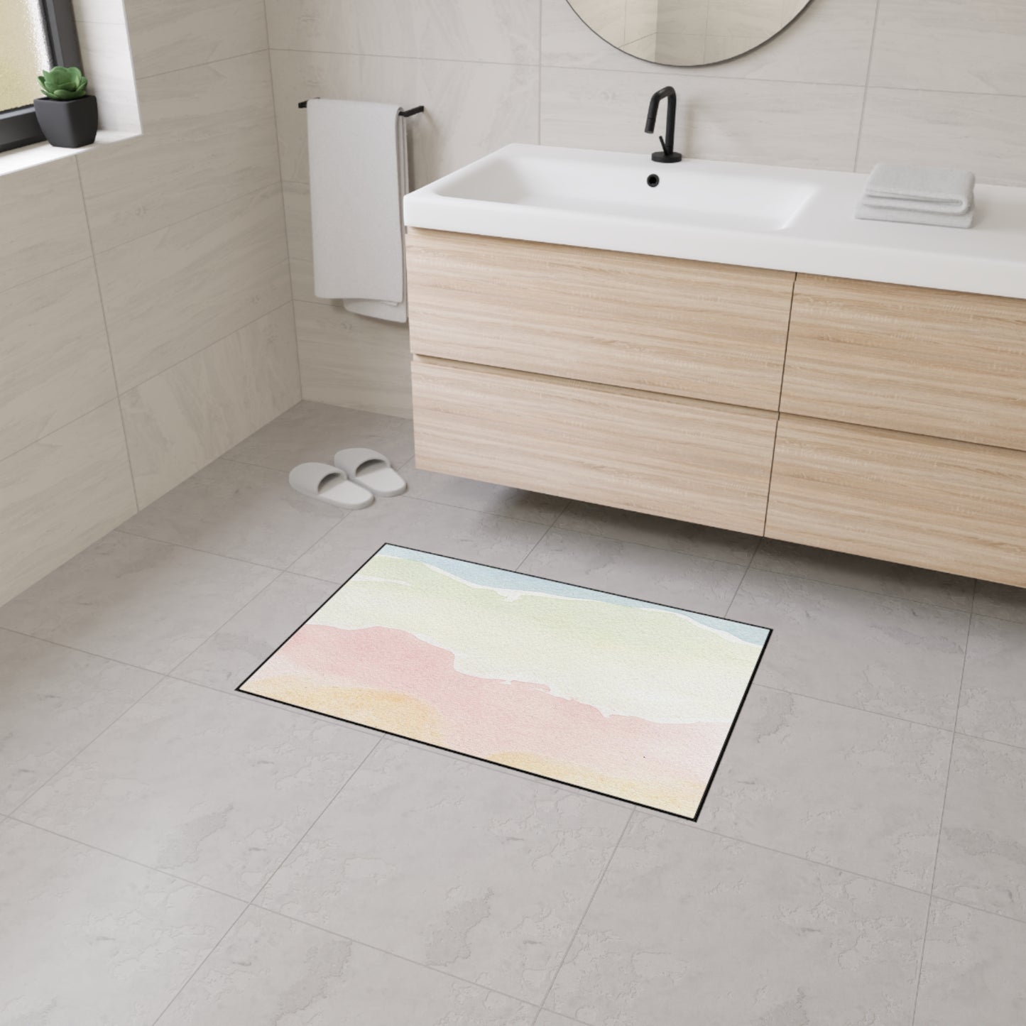 Pastel Watercolor Heavy Duty Floor Mat — Soft Ombre Entry Rug