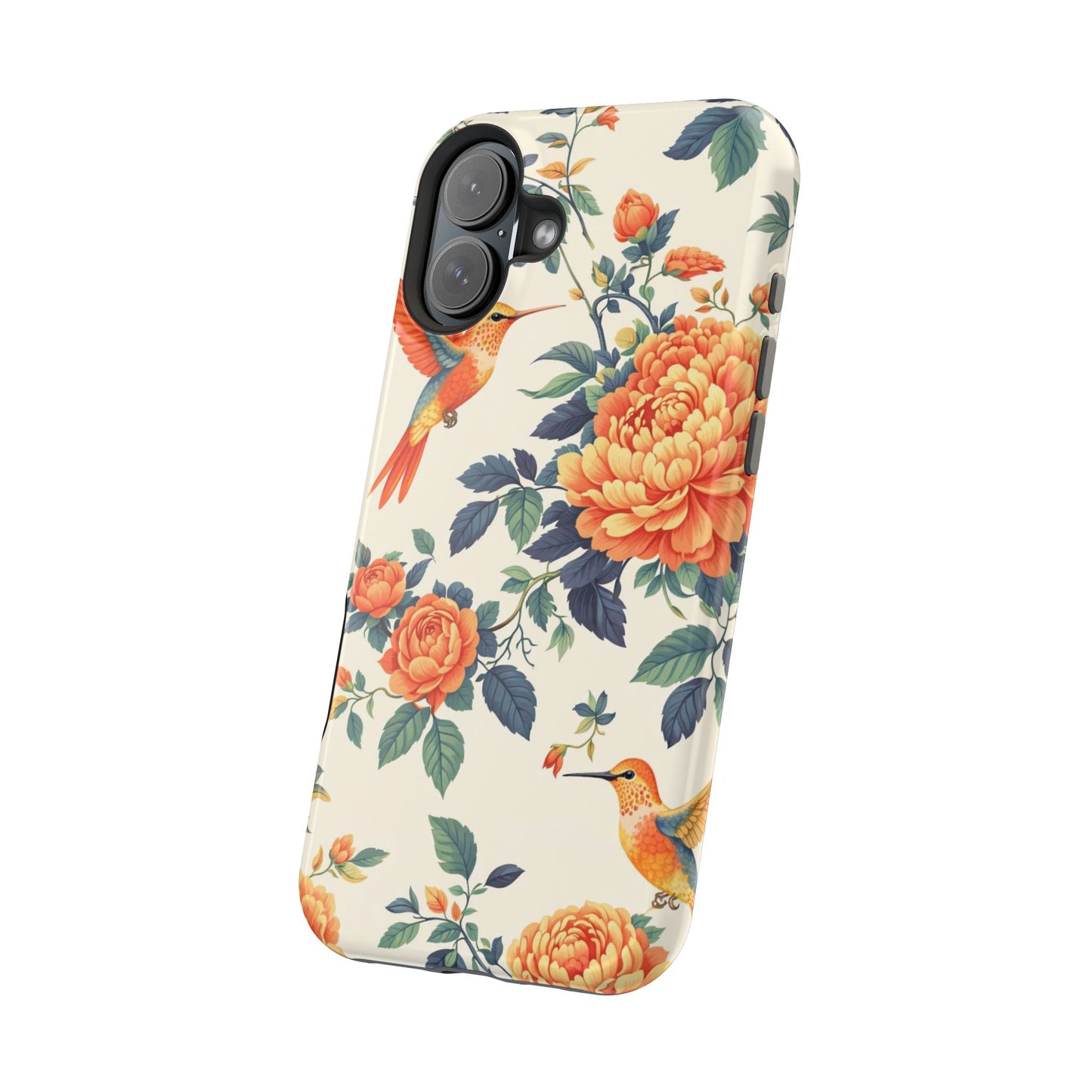 Floral Hummingbird Magnetic Phone Case — Impact-Resistant Protective Cover
